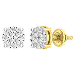 0.25 Carat (ctw) Round White Diamond Ladies Flower Cluster Stud Earrings 1/4 CT 10K Yellow Gold