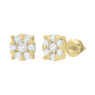 0.25 Carat (ctw) Round White Diamond Ladies Flower Cluster Stud Earrings 1/4 CT Sterling Silver