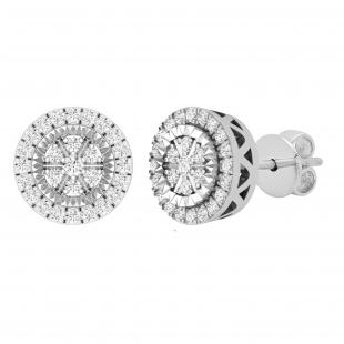 0.25 Carat (ctw) Round White Diamond Ladies Flower Cluster Stud Earrings 1/4 CT Sterling Silver
