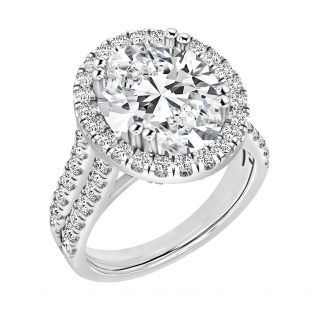 925 Sterling Silver Double Prong Halo Ring, 4.82 ctw Oval & Round Cubic Zirconia