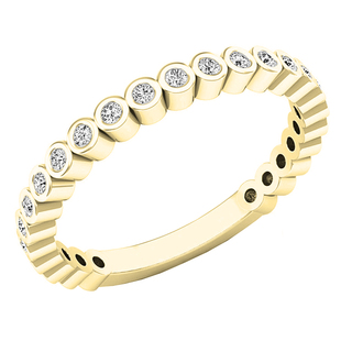 0.22 Carat (ctw) Round White Diamond Ladies Anniversary Wedding Stackable Band 14K Yellow Gold