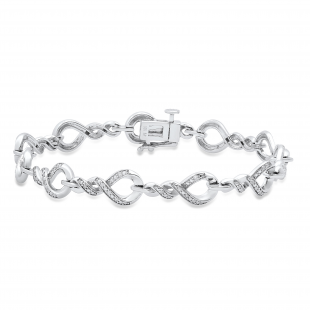 0.25 Carat (ctw) Round White Diamond Ladies Infinity Tennis Bracelet 1/4 CT Sterling Silver