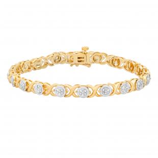 0.25 Carat (ctw) Round Diamond Ladies Tennis Bracelet 1/4 CT Yellow Gold Plated Sterling Silver