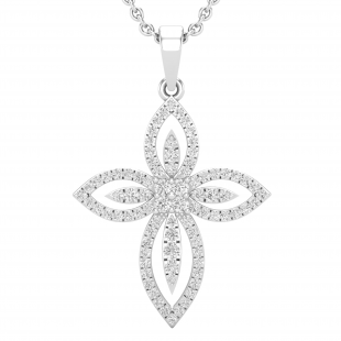0.45 Carat (ctw) Round White Diamond Ladies Vintage Style Cross Pendant 1/2 CT Sterling Silver