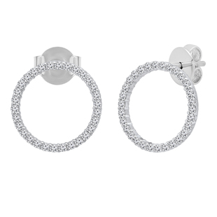 0.60 Carat (ctw) Round White Diamond Ladies Circle Shape Fashion Stud Earrings 18K White Gold