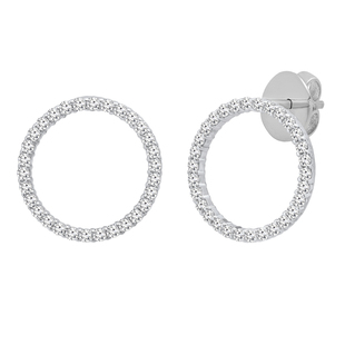 0.90 Carat (ctw) Round Cubic Zirconia Ladies Circle Shape Fashion Stud Earrings Sterling Silver