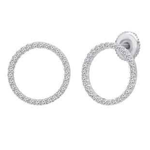 0.90 Carat (ctw) Round Cubic Zirconia Ladies Circle Shape Fashion Stud Earrings Sterling Silver