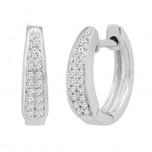 0.15 Carat (ctw) Round White Diamond Ladies Huggies Hoop Earrings Sterling Silver
