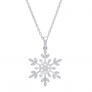 0.22 Carat (ctw) Round White Diamond Ladies Snowflake Pendant 1/4 CT Sterling Silver