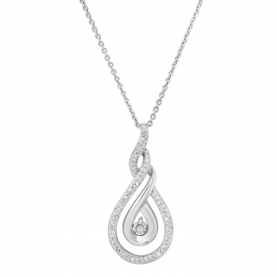 0.25 Carat (ctw) Round White Diamond Ladies Swirl Drop Pendant 1/4 CT Sterling Silver