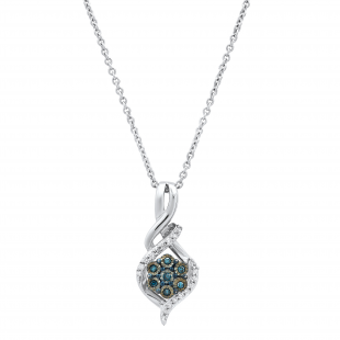 0.13 Carat (ctw) Round Blue & White Diamond Ladies Cluster Swirl Infinity Pendant, Sterling Silver