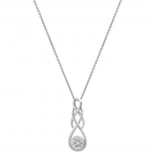 Round White Diamond Infinity Swirl Cluster Pendant for Women (0.004 ctw, Color I-J, Clarity I2-I3) in 925 Sterling Silver