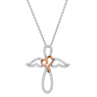 0.25 Carat (ctw) Round Diamond Ladies Angel Wing Pendant 1/4 CT Rose Gold Plated Sterling Silver