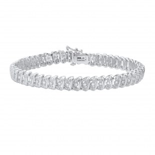 0.50 Carat (ctw) Round White Diamond Ladies Fashion Tennis Link Bracelet 1/2 CT Sterling Silver