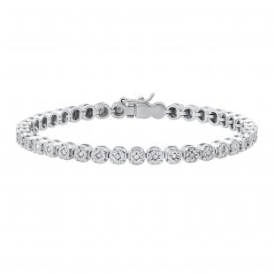 0.50 Carat (ctw) Round White Diamond Ladies Illusion Set Tennis Bracelet 1/2 CT Sterling Silver