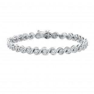 0.50 Carat (ctw) Round White Diamond Ladies Illusion Swirl Tennis Bracelet 1/2 CT Sterling Silver