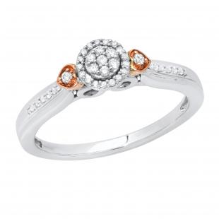 0.20 Carat (ctw) Round Diamond Ladies Engagement Ring Sterling Silver with 10K Rose Gold Plate