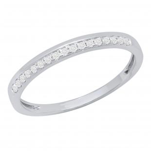 0.11 Carat (ctw) Round White Diamond Ladies Bridal Wedding Anniversary Band Sterling Silver