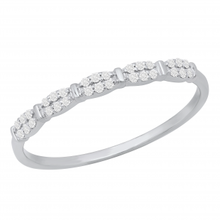 0.10 Carat (ctw) Round White Diamond Ladies Bridal Wedding Stackable Band 1/10 CT Sterling Silver