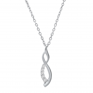 0.08 Carat (ctw) Round White Diamond Ladies Flame Shape Pendant Sterling Silver