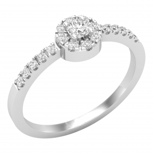 0.25 Carat (ctw) Round White Diamond Ladies Halo Engagement Ring 1/4 CT Sterling Silver