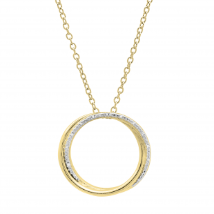 0.02 Carat (ctw) Round White Diamond Ladies Circle Pendant (Gold Chain Included) 10K Yellow Gold