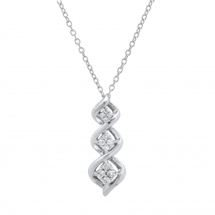 0.25 Carat (ctw) Round White Diamond Ladies Twist Pendant 1/4 CT Sterling Silver