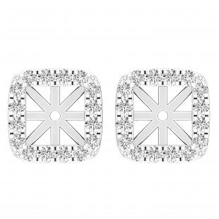 0.40 Carat (ctw) Round White Diamond Removable Jackets For Stud Earrings 14K White Gold