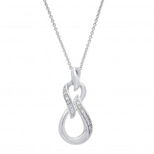 0.10 Carat (ctw) Round White Diamond Ladies Swirl Infinity Pendant 1/10 CT Sterling Silver