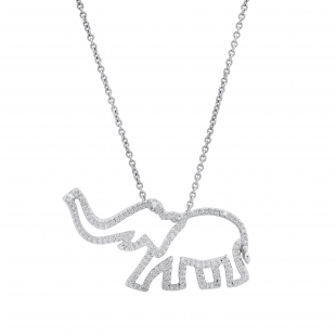 0.05 Carat (ctw) Round White Diamond Ladies Elephant Pendant Sterling Silver