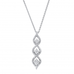 0.05 Carat (ctw) Round White Diamond 3 Stone Swirl Infinity Pendant in 925 Sterling Silver