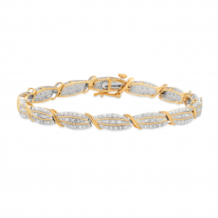 0.50 Carat (ctw) Round Diamond Ladies Swirl Rope Bracelet 1/2 CT Yellow Gold Plated Sterling Silver