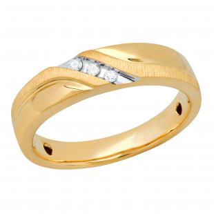0.06 Carat (ctw) Round White Diamond Mens Brushed Anniversary Wedding Band 10K Yellow Gold