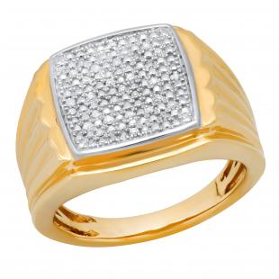 0.12 Carat (ctw) Round Diamond Mens Anniversary Wedding Band Yellow Gold Plated Sterling Silver