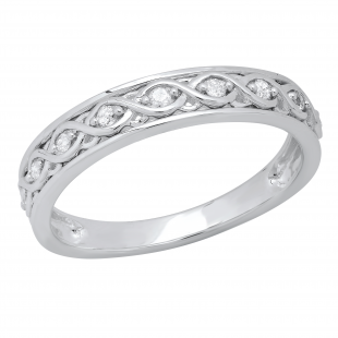 0.12 Carat (ctw) Round White Diamond Ladies Infinity Engagement Wedding Ring Sterling Silver