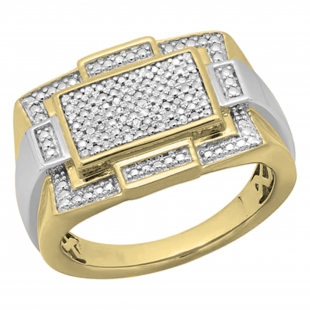 0.12 Carat (ctw) Round Diamond Mens Anniversary Wedding Band Yellow Gold Plated Sterling Silver