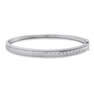 0.10 Carat (ctw) Round White Diamond Ladies Fashion Bangle Bracelet 1/10 CT Sterling Silver