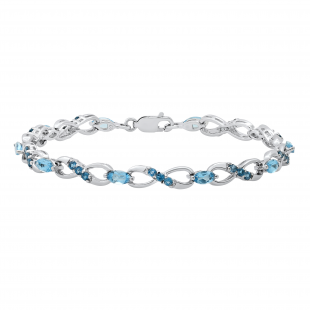 6X3 mm Marquise & Round Blue Topaz Ladies Infinity Bracelet Sterling Silver