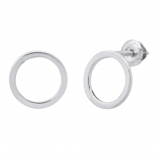 Open Circle Ladies Stud Earrings, Sterling Silver