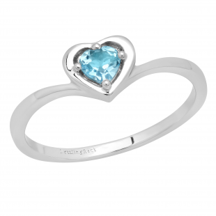 4 MM Heart Blue Topaz Ladies Solitaire Bridal Engagement Ring Sterling Silver