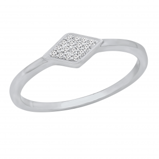 0.05 Carat (ctw) Round White Diamond Ladies Kite Shape Engagement Ring Sterling Silver