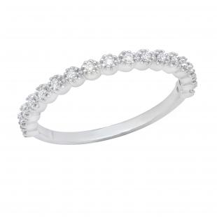 0.20 Carat (ctw) Round White Diamond Ladies Anniversary Wedding Stackable Band 1/5 CT Sterling Silver
