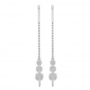 0.25 Carat (ctw) Round White Diamond Ladies Cluster Threader Earrings 1/4 CT 10K White Gold