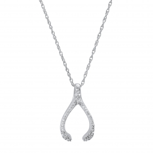 0.10 cttw Round White Diamond Wishbone Pendant with 18 inch Silver Chain for Women in 925 Sterling Silver