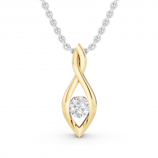 0.24 Carat (ctw) Round White Diamond Ladies Solitaire Infinity Twist Pendant 1/4 CT, 18K Yellow Gold