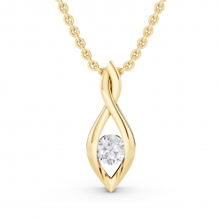 0.24 Carat (ctw) Round White Diamond Ladies Solitaire Infinity Twist Pendant 1/4 CT, 10K Yellow Gold
