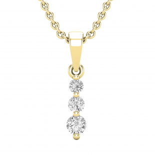 0.22 Carat (ctw) Round White Diamond Ladies 3 Stone Graduating Pendant 1/4 CT, 14K Yellow Gold