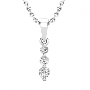 0.22 Carat (ctw) Round White Diamond Ladies 3 Stone Graduating Pendant 1/4 CT, Sterling Silver