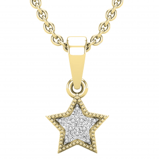 0.06 Carat (ctw) Round White Diamond Ladies Star Pendant 10K Yellow Gold