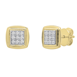 0.25 Carat (ctw) Round White Diamond Ladies Square Frame Stud Earrings 1/4 CT 14K Yellow Gold